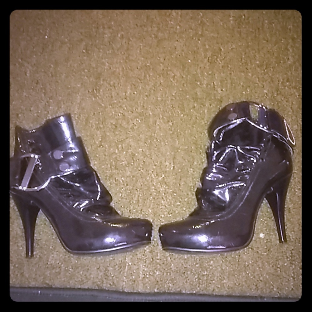 Black leather heels